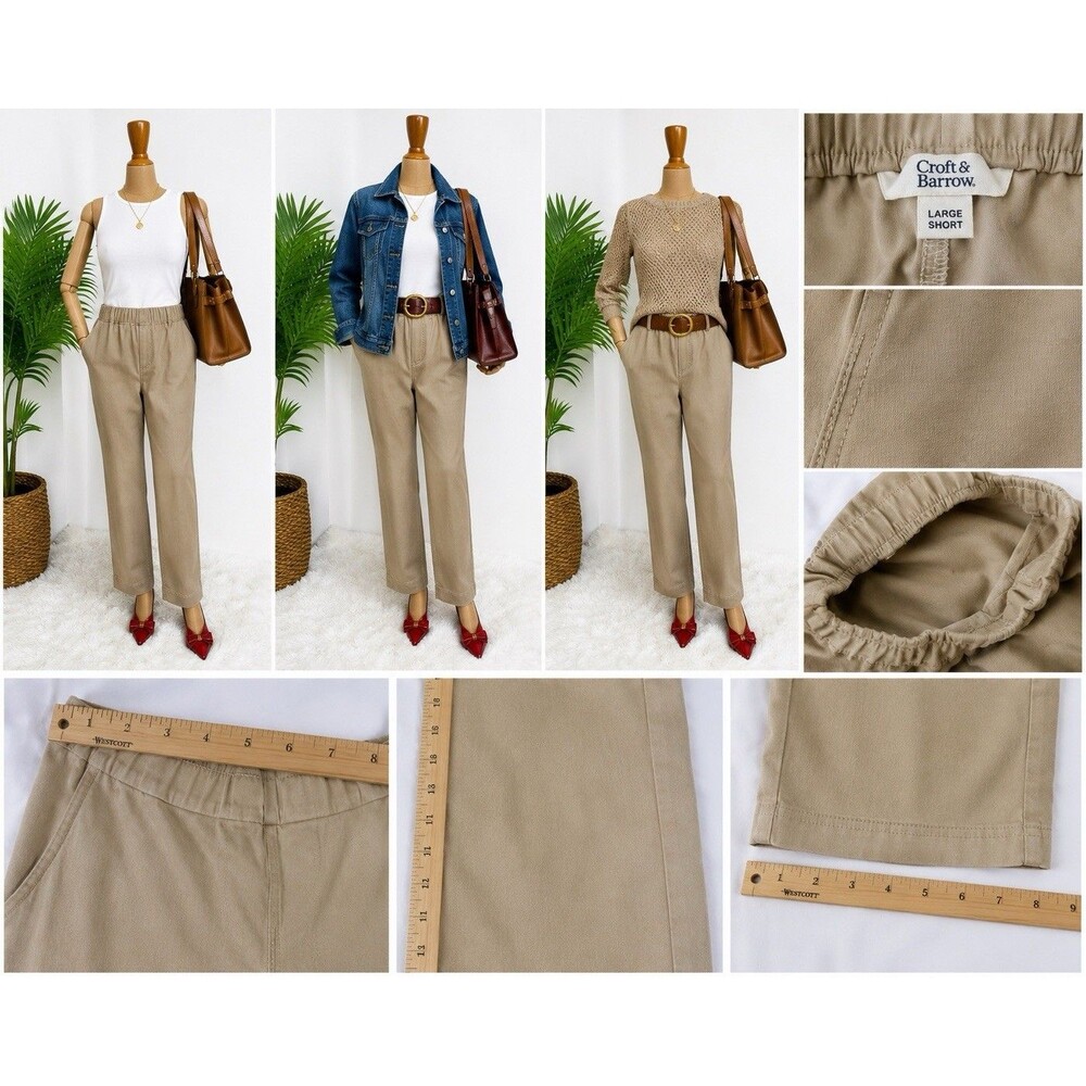 Croft & Barrow Women’s Size LRegular Tan Effortless Stretch Ankle Pants
